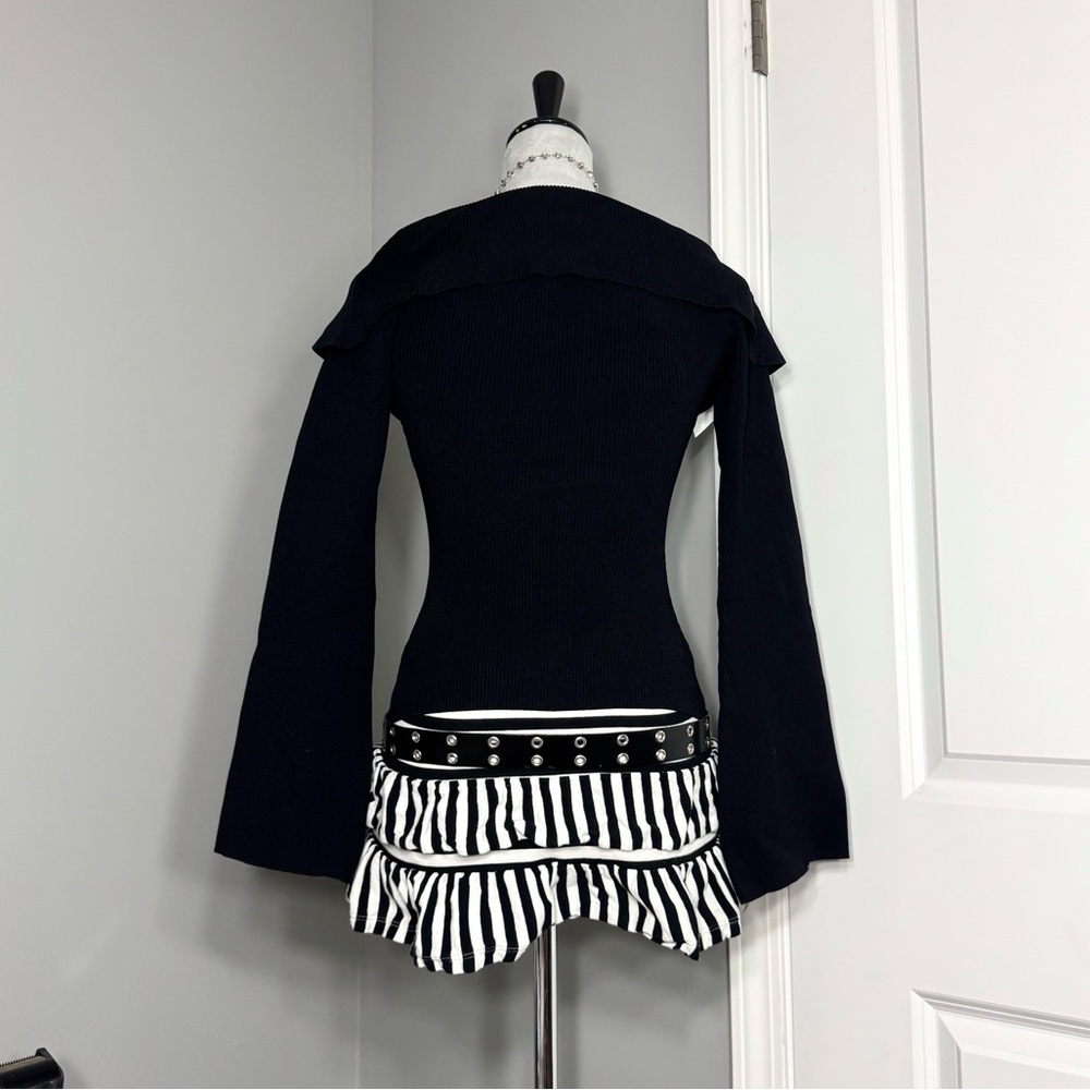 NWT Dolls Kill Sugar Thrillz Bowtie Zip Up Ribbed Cardigan - Picture 7 of 11